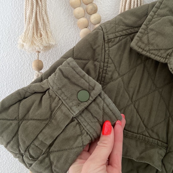 Dip boys quilted jacket army green twill utility shirt jacket kids medium 8/10 - Picture 4 of 14